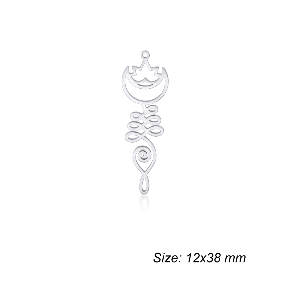 Breloques en forme de fleur de Lotus, en acier inoxydable, amulette religieuse, pendentifs, accessoire pour collier, boucles d'oreilles, bijoux, bricolage,: PLAQUÉ ARGENT