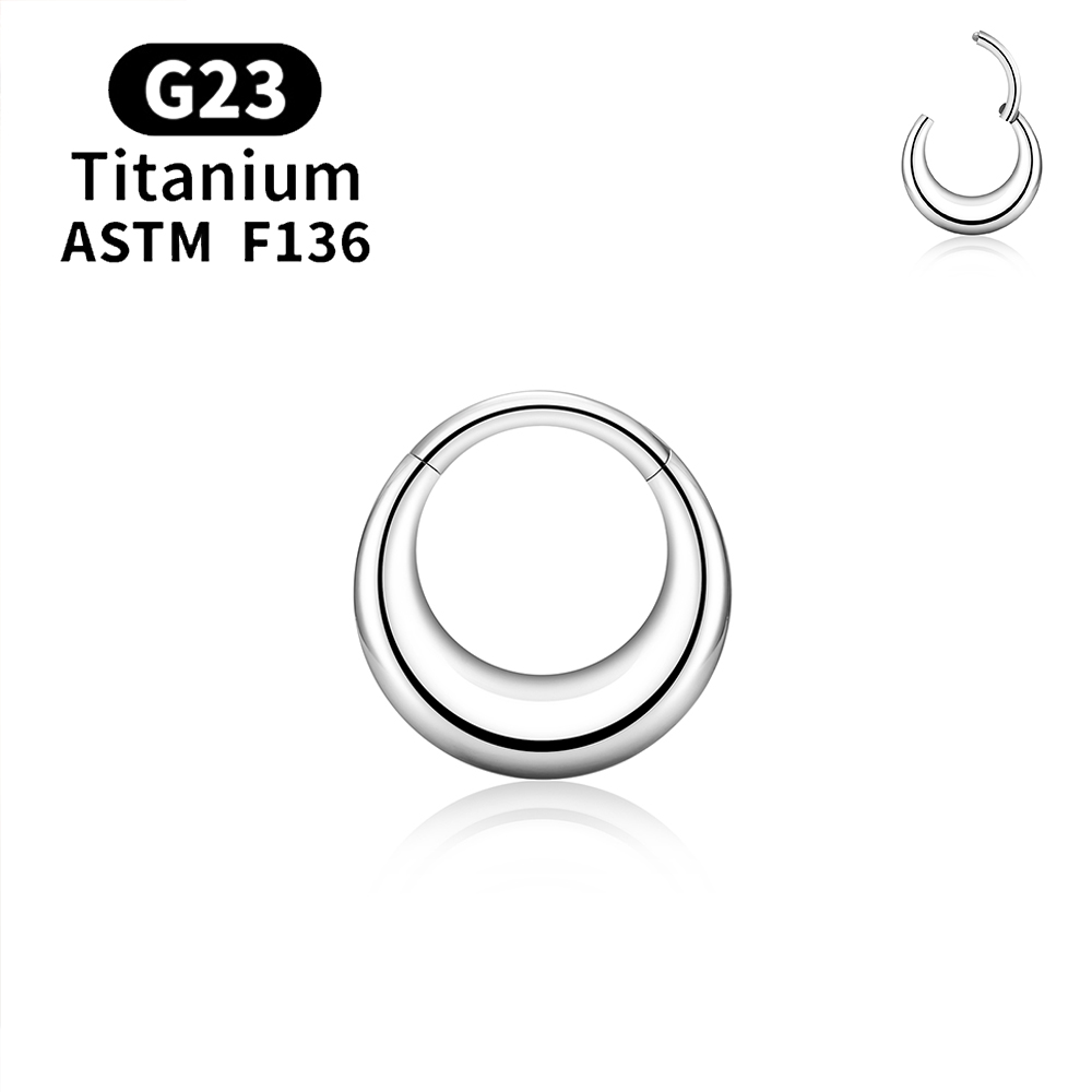 G23 espejo de titanio Luna gota de agua anillo de nariz tabique Piercing Clicker 16G segmento cartílago del trago Daith aro pendientes joyería: Negro / Color amarillo dorado claro