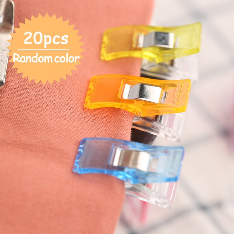 MIUSIE 20 Pcs Multicolor Plastic Clips Patchwork Hemming Clips Fabric Clamps Household Sewing Accessories Set