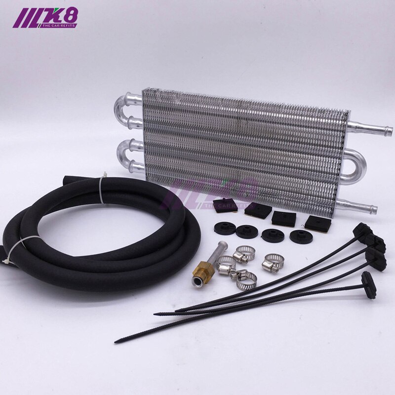 Oil Cooler Aluminum Transmission Oil Cooler Automatic Stacked Plate Oil Cooler Radiator 4 6 8 12 13Row 15Row 22Row: 4-Row Silver