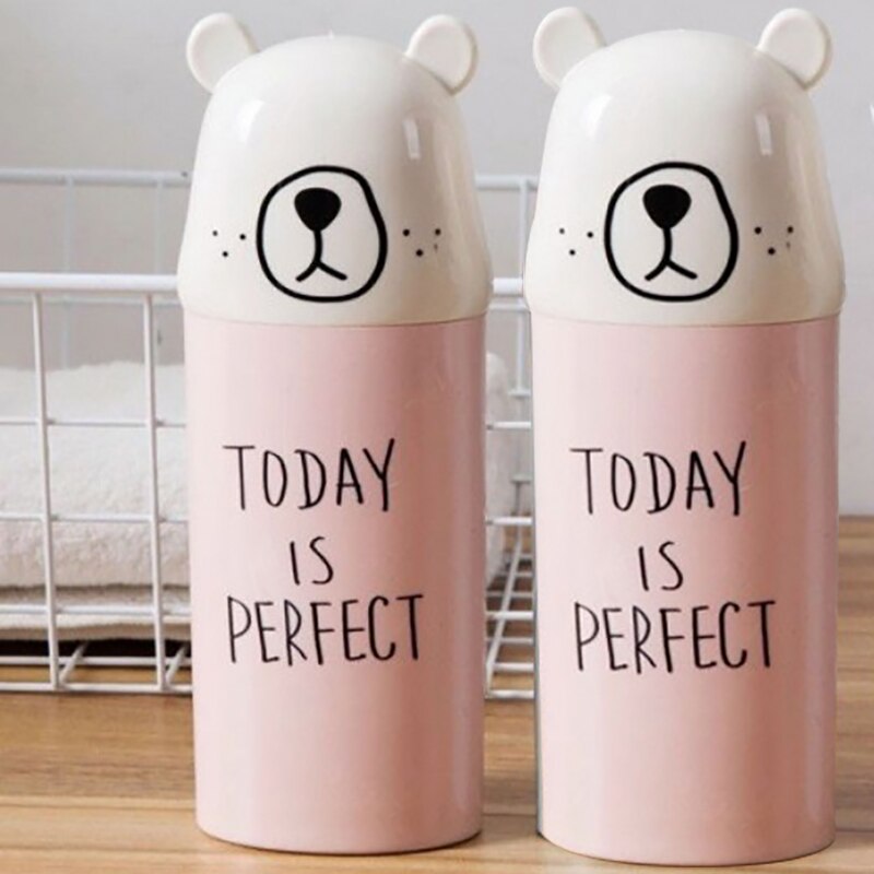 Tandenborstelhouder cartoon beer tandpasta badkameraccessoires met doosje draagbare reis tandenborstelhoes beker badkamer organizer