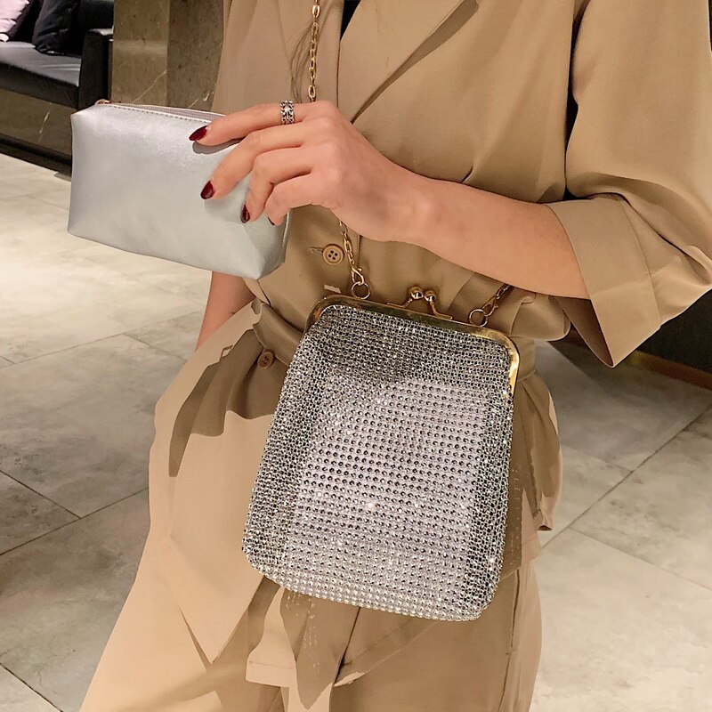 Saco de diamante brilhante 2019 verão moda nova alta qualidade designer bolsa feminina corrente ombro saco do mensageiro festa bolsos mujer