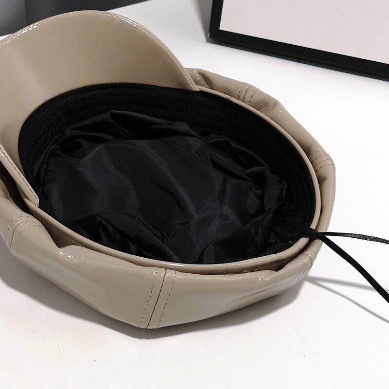 Eleganckie czapki dla kobiet jasny sztuczny skórzany rondo ośmiokątny kapelusz dorywczo beret jesień czapka zimowa brytyjskie kapelusze retro dama koreańnarty