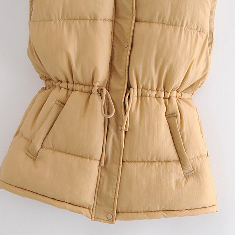 Wixra femmes gilet sans manches hiver coton fermeture éclair à lacets femmes gilets col en V Streetwear gilet automne