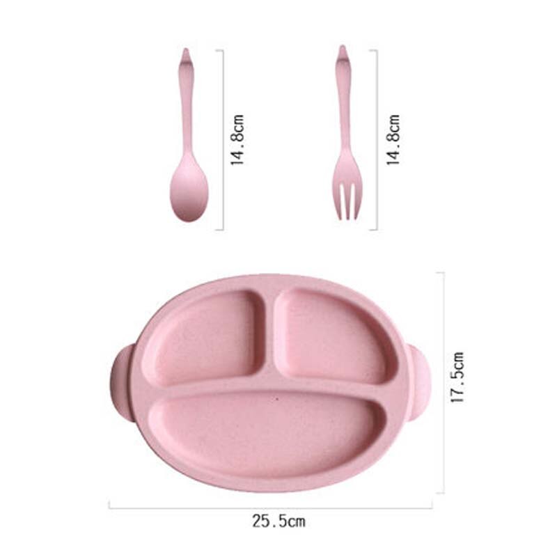 Cuencos de fibra de trigo Natural bonitos platos de bebé de dibujos animados vajilla de alimentación de bebé niños pequeños placa ambiental portátil