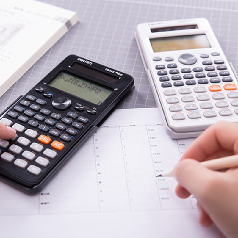 Desktop Dual Power 252 Kinds Function Scientific Calculator Solar+Battery Power 12 Digital 2-Line LCD Display