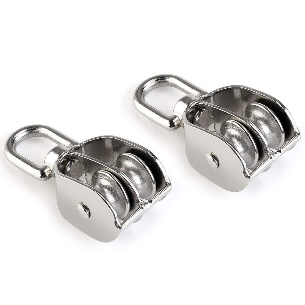 2 PCS Double Pulley Block Stainless Steel 304 Double Swivel Pulley Block Lifting Pulley Block