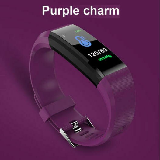 Smart Bracelet ID115 Plus Sports Pedometer Watch OLED Screen Fitness Running Walking Tracker Heart Rate Pedometer Smart Band: Purple