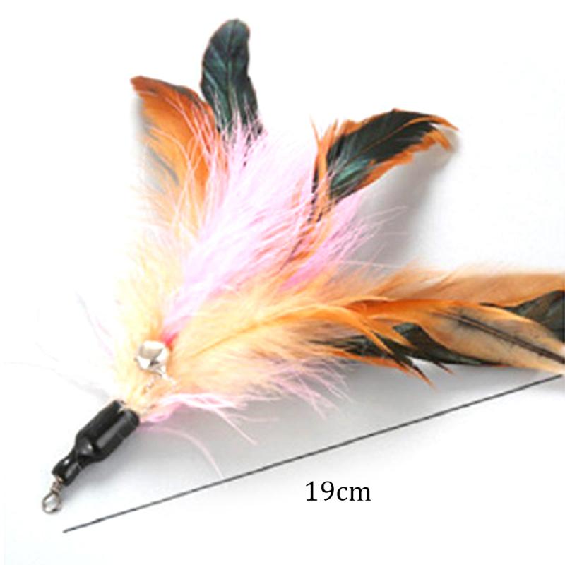 Cat Interactive Toy Stick Feather Wand With Mouse Cage Toys Plastic Artificial Colorful Cat Toy Supplies Replacement Head: 02