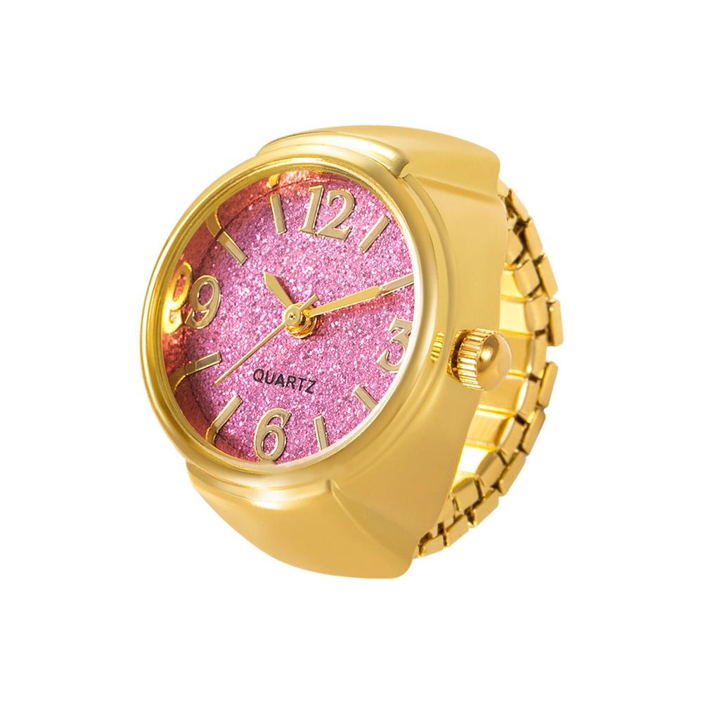 Damen-Ringuhr, verschiedene grafische Zifferblätter, Quarz-Analoguhr, kreatives Edelstahlarmband, coole Quarz-Fingerringuhr