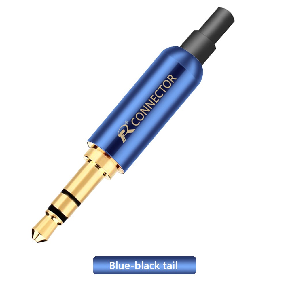 20 pièces 3.5mm Plug Audio Jack 3 pôles plaqué or écouteurs adaptateur pour bricolage casque stéréo écouteur ou utilisé pour réparation écouteur: Blue - Black Tail