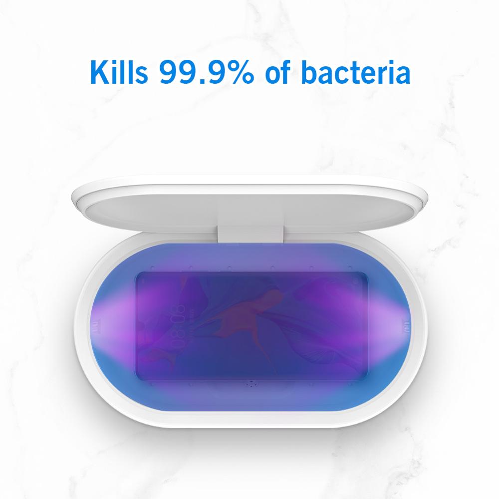 Telefoon Uv Desinfectie Doos Met 10W Draadloze Opladen Uvc 99% Sterilisatie Doos Voor Telefoon Oortelefoon Masker Ondergoed