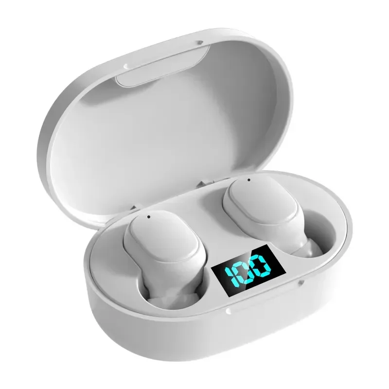 E6S TWS Bluetooth Earphones Wireless Bluetooth Headset Noise Cancelling Headsets With Microphone Headphones For Xiaomi Redmi: WHITE