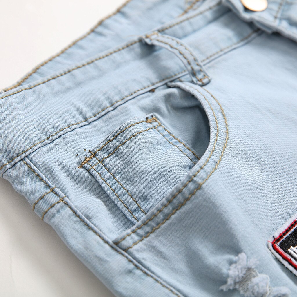 Korte Broek Mannen Katoen Verontruste Denim Shorts Gescheurde Jeans Casual Gaten Broek Zomer Korte