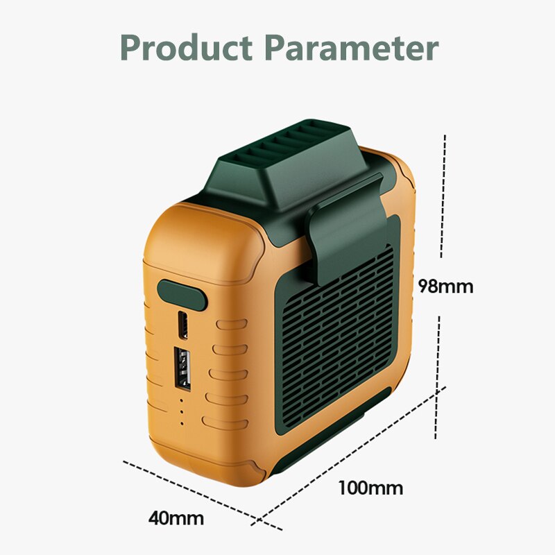 Mini Portable Fan Waist Clip Fan USB Rechargeable Air Conditioner 6000Mah for Outdoor Working Camping Fishing Leafless fans