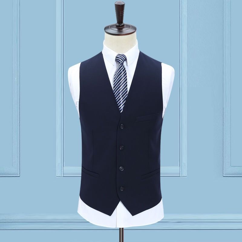 British Style Mens Suit Vest Casual Business Sleeveless Waistcoat Wedding Party Business Gentlemen Classic Vests HOWDFEO: Navy / 4XL