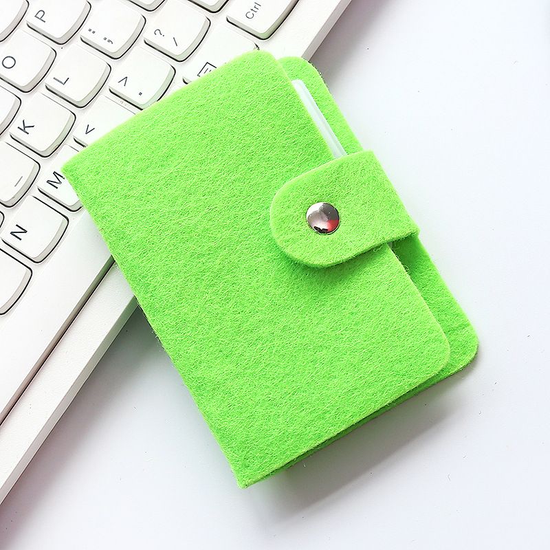 Tarjetero con botón de Color sólido de 24 Bits, tarjetero de negocios para hombre, tarjetero para mujer, organizador de tarjetas de plástico de Corea: green