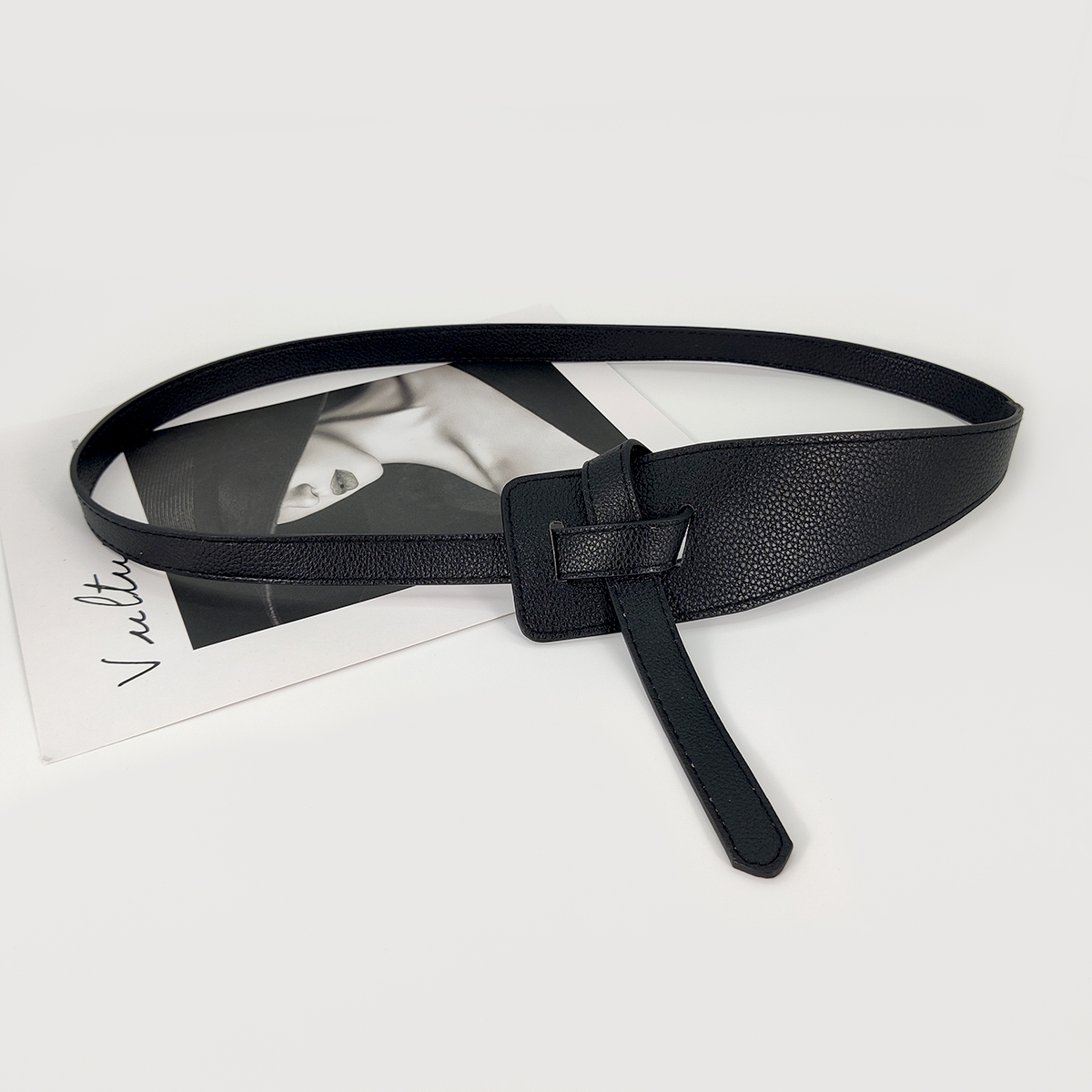 Belter for kvinner knute mykt pu-skinn langt linning bredt midjebelte for kvinner korsettbelte magebånd: Svart