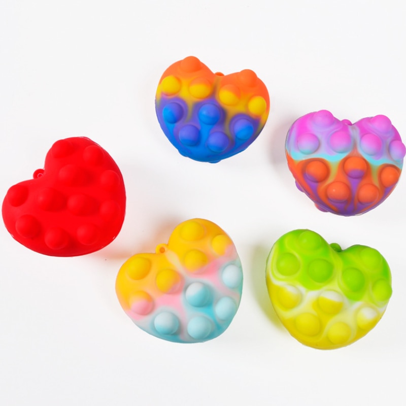 Heart-shaped Stress Ball 3D Squishy Love Fidget Toys Silicone Decompression Silicone Squeeze Fidget Ball Fidget Sensory Toy 2022