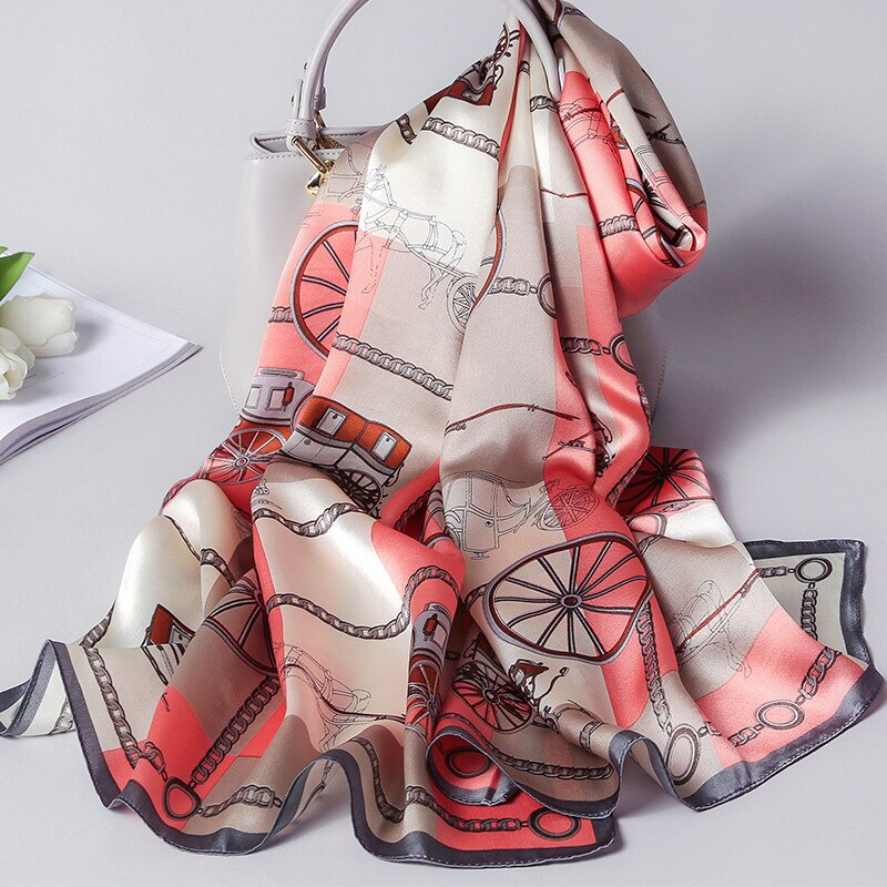 2021Brand Silk Scarf Women Luxury Real Silk Wraps For Ladies Print Shawls Foulard Femme Natural Silk Scarves: 3