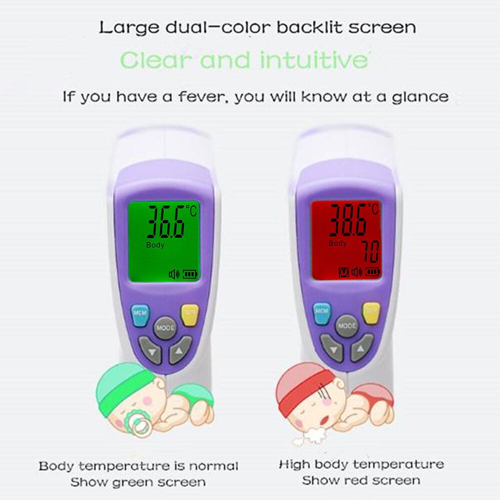 Thermometer Infrared Digital LCD Body Measurement Forehead Ear Non-Contact IR Thermometer Fever Measure Tool for Baby Adult