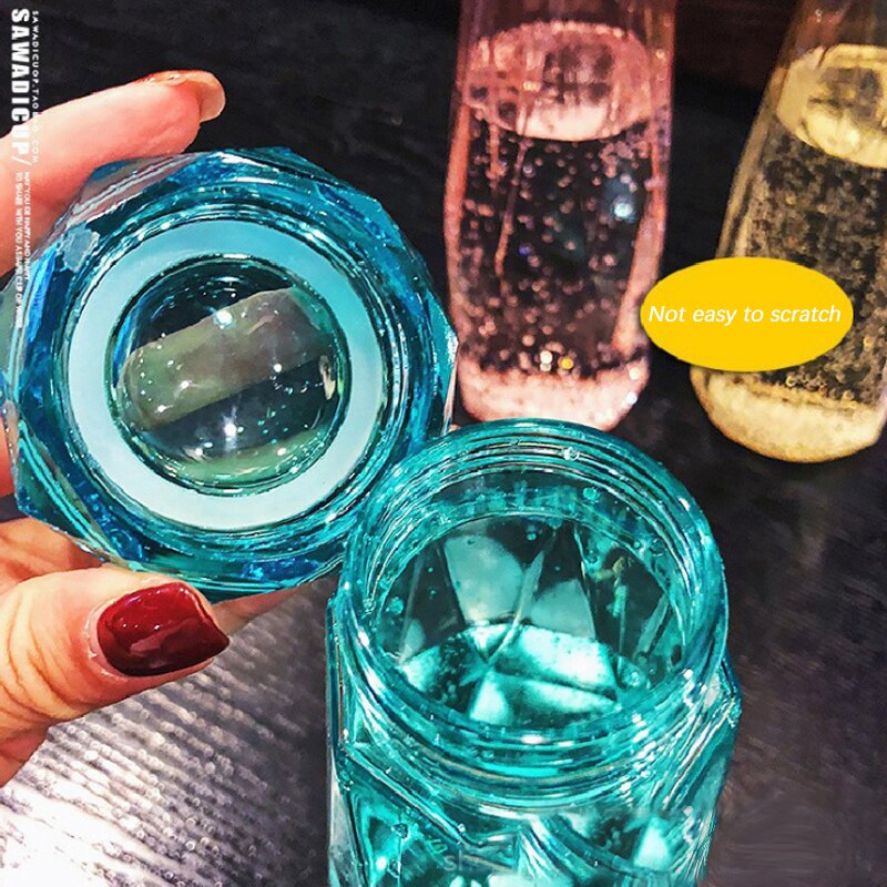 Gebühr Kristall Diamant Wasser Flasche bap Frei 420ML Glas Sport Flasche botella de agua Leck nachweisen draussen Reise Flasche für Mädchen