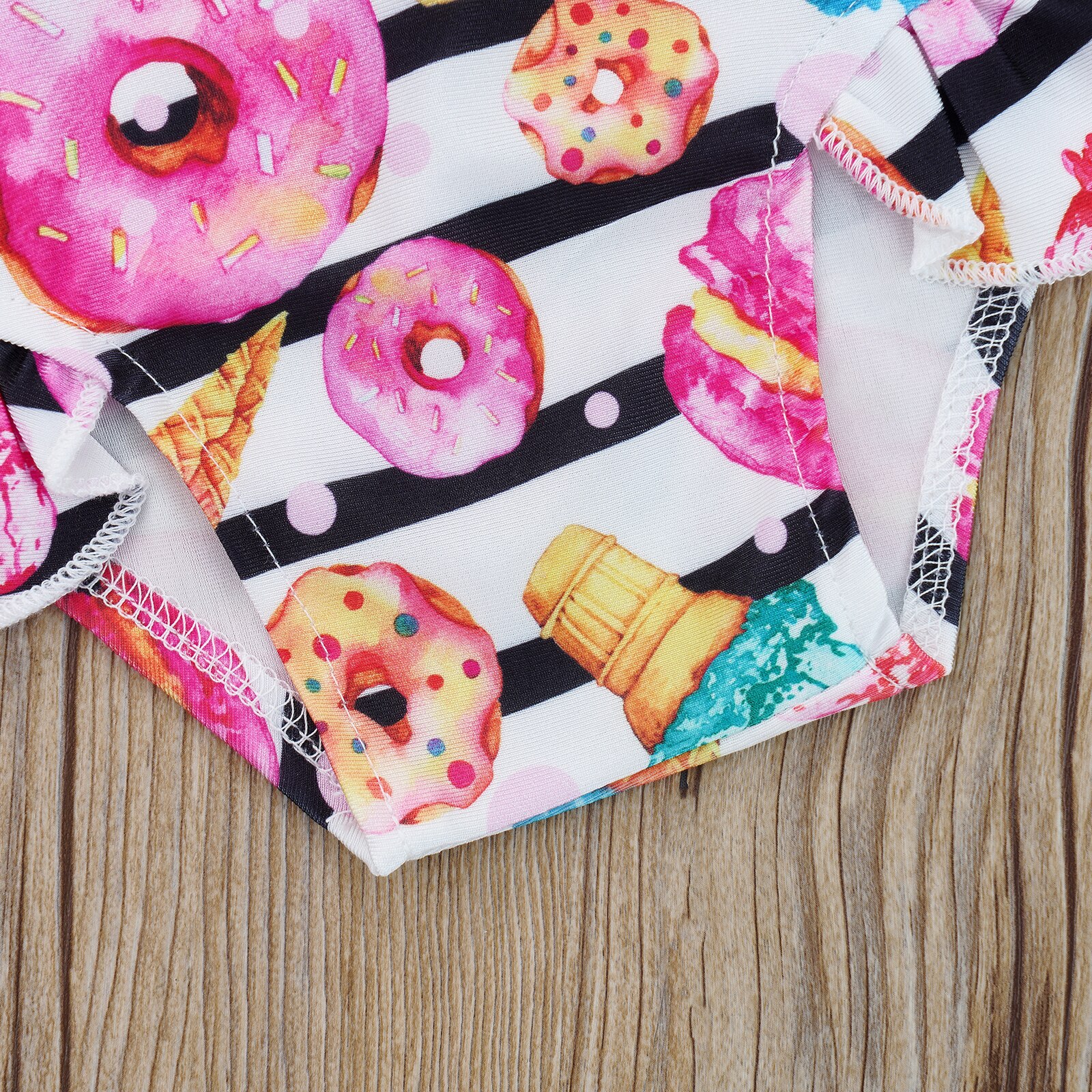 Citgeett – maillot de bain d&#39;été pour enfants, imprimé rayé Donut, garniture à volants, manches volantées, dos nu, vêtements de plage