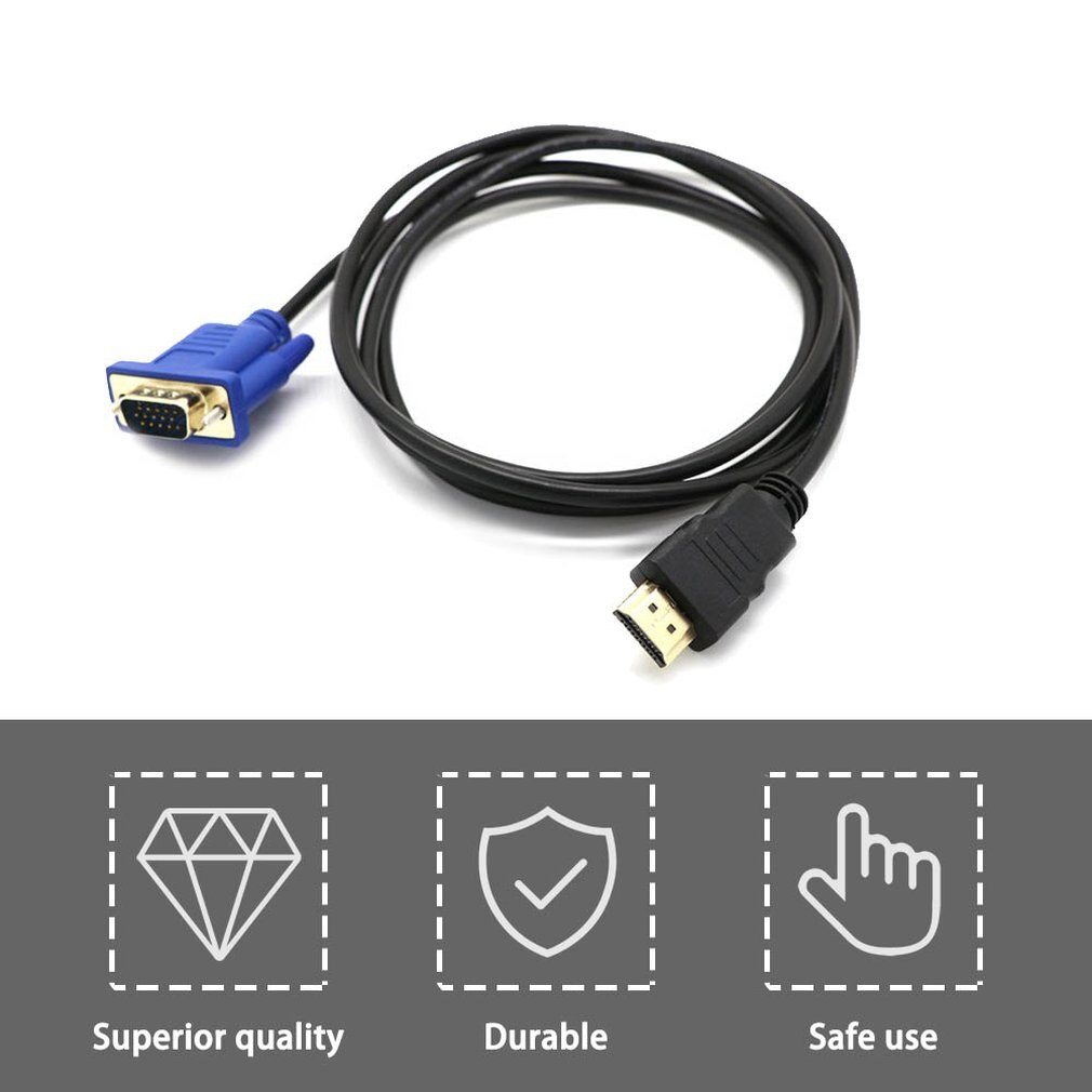 1M HDMI to VGA D-SUB Male Video Adapter Cable Lead for HDTV PC Computer Monitor Video Adapter Cable