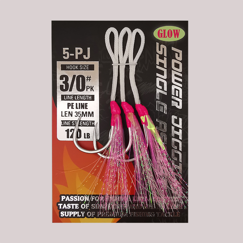 5-PJ POWER JIGGING SINGLE ASSIST FORCIONAR CÓCHO DE PESCADO DE MAR CUMPLE DE TUNA CON TINSEL BRILLO: Blanco