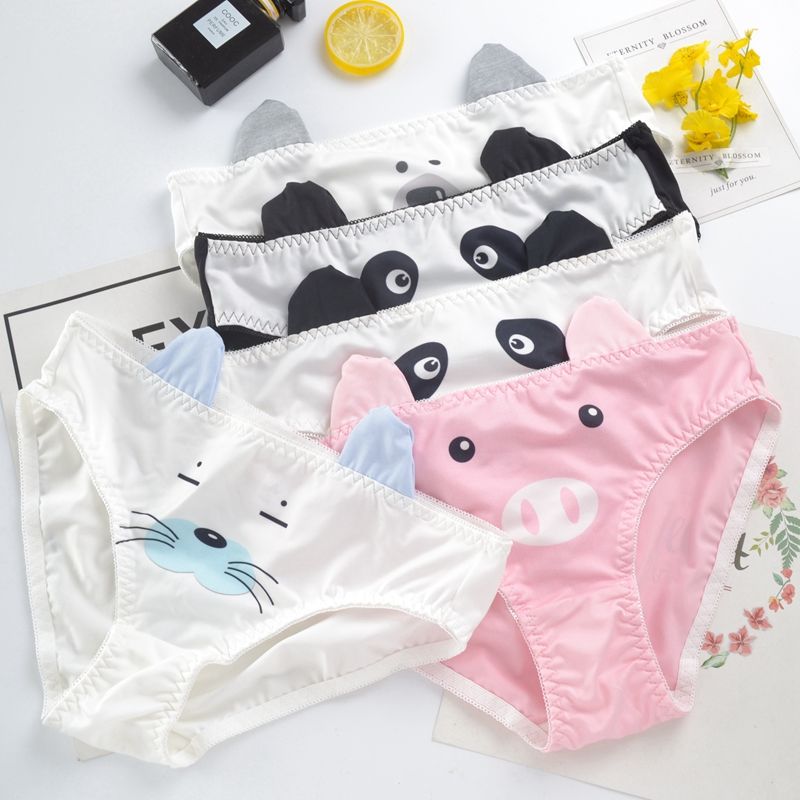 Young Women Underwear Cute Cartoon Panda Cat Panty Japanese Lolita Panti for Teen Girl Schoolgirl Thong Brief Kawaii Lingerie