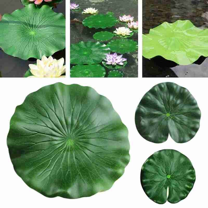 1 stk kunstig lotus åkande flydende blomsterdam tank plante blad ornament hjem bryllup dam pool dekoration