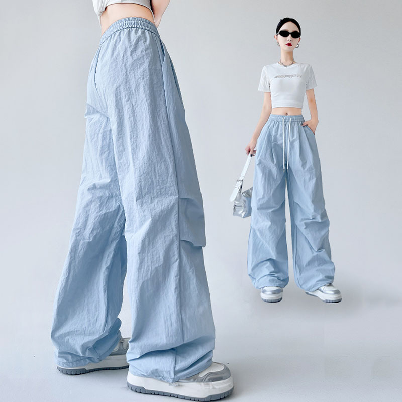 Sommer frauen Fallschirm Hosen Kordelzug Elastische Taille Y2K Baggy Cargo Hosen für Frau Harajuku Streetwear Breite Bein Jogginghose