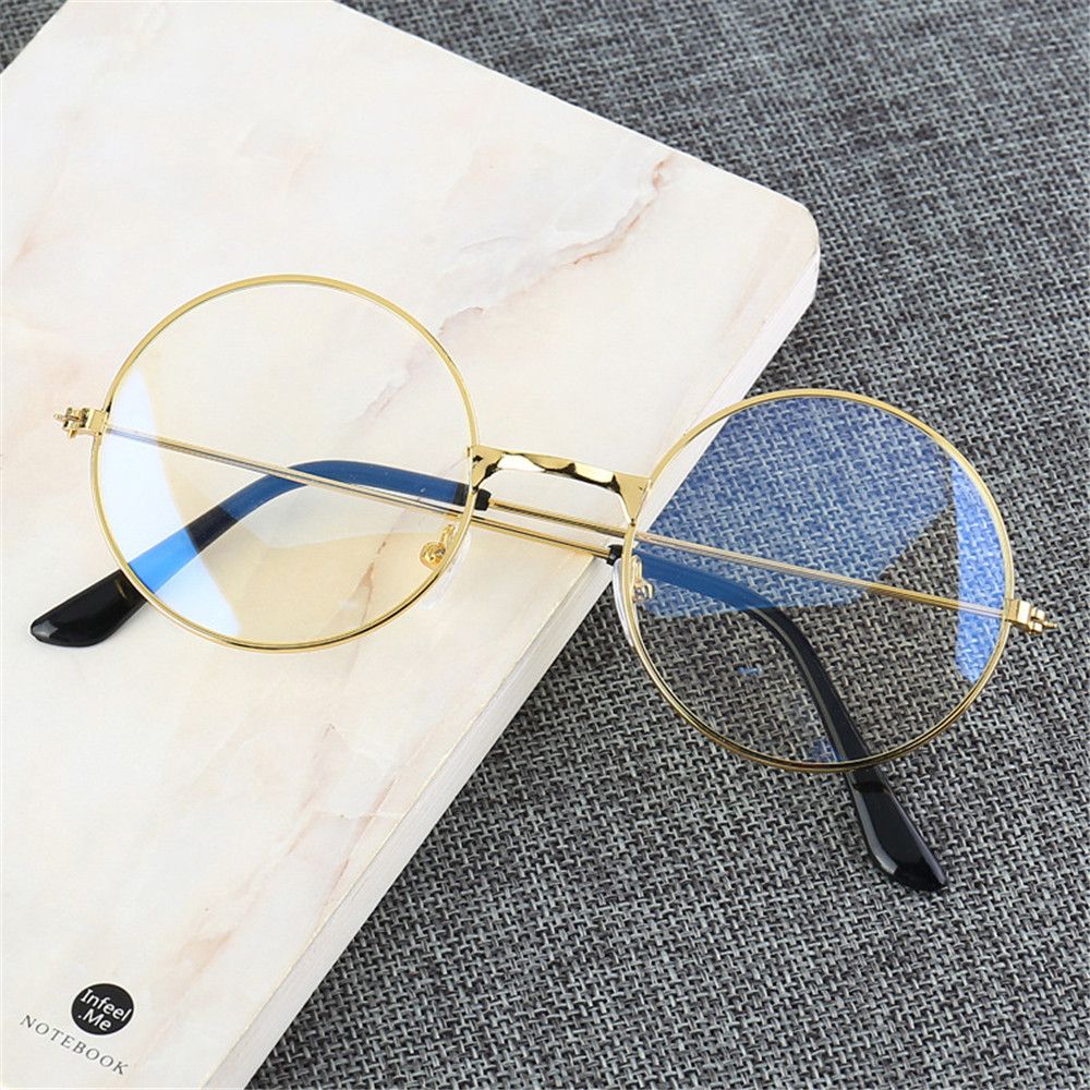 Retro Round Frame Anti-blue Radiation Glasses Ultralight Men Women Blue Light Blocking Glasses Eyewear Students: Anti-blue light gold