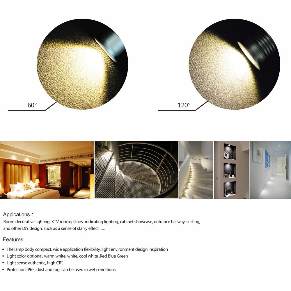 1W Mini Beleuchtung Eingang DC3V/300mA, 25mm Ausschnitt Led Downlight, 60D/120D CE ROHS Hause Dekoration Lampe IP65 12 stücke