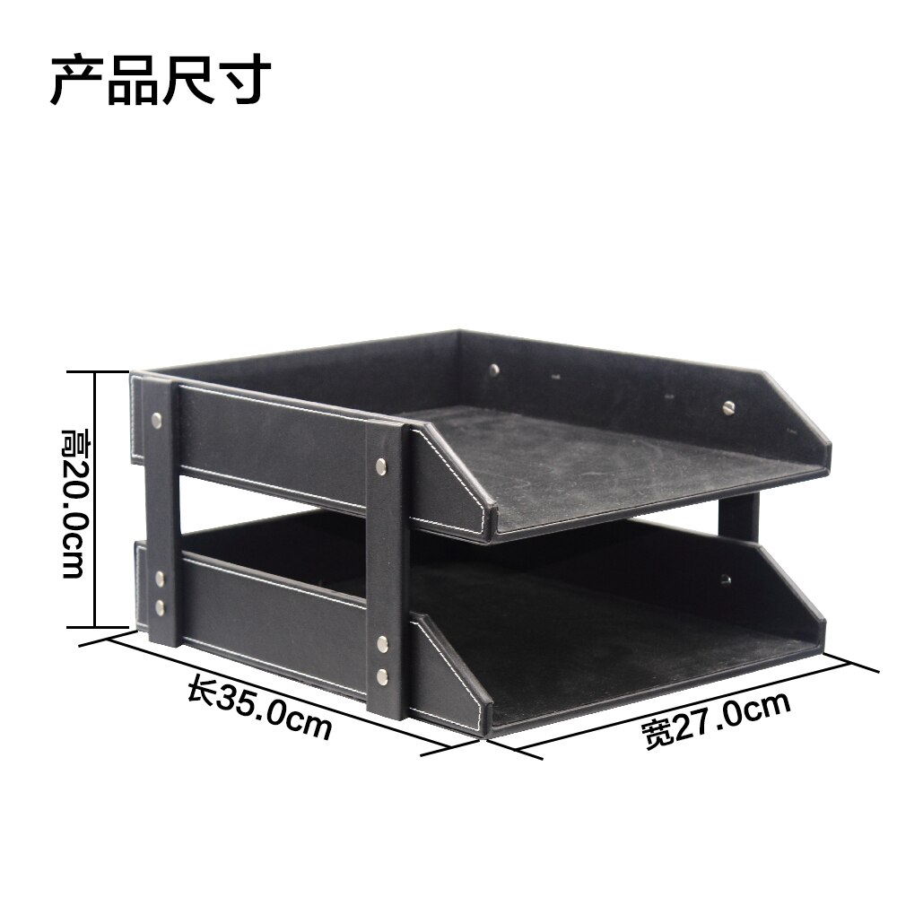 A4 Document File-Tray Rack File Organizer Double Layers Desk PU Leather For Office