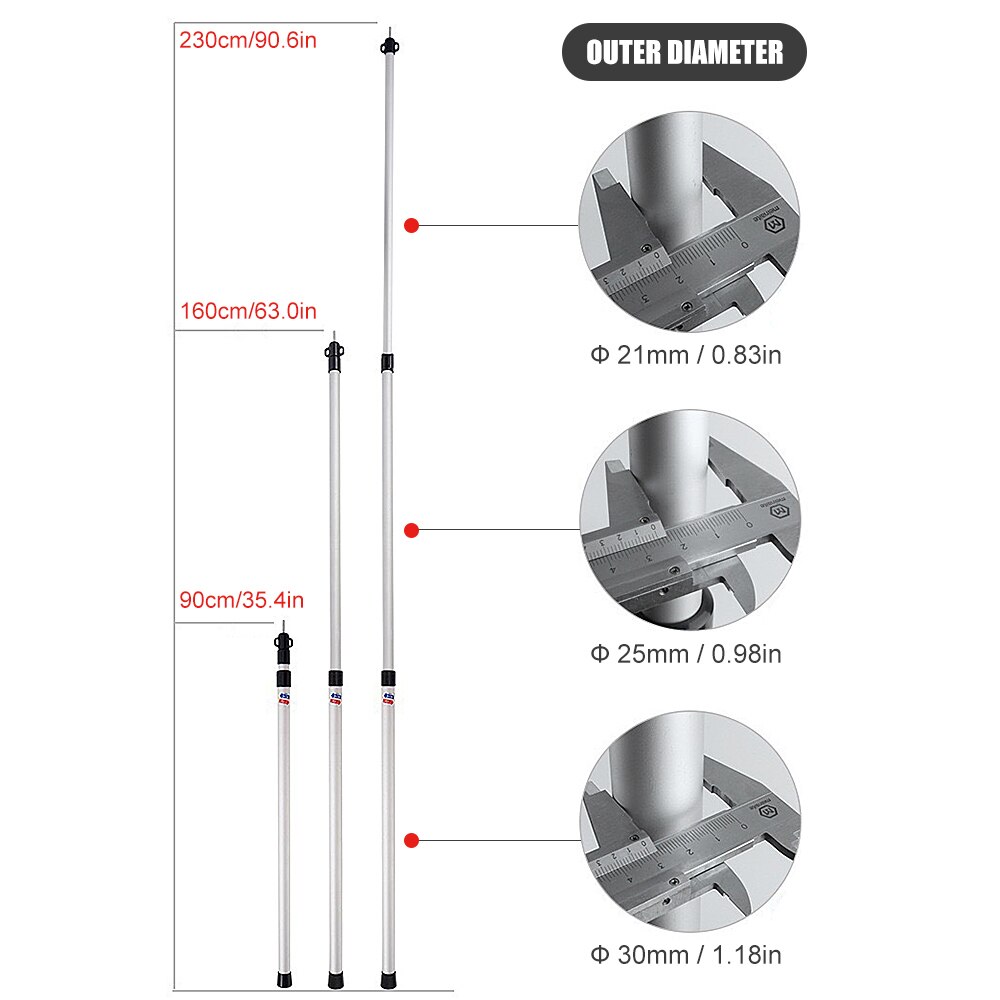 Verdickte zeltstangen aus aluminiumlegierung, verstellbare zeltstützstangen, ersatzstangen für strandmarkisen, zubehör für campingzelte und reisen