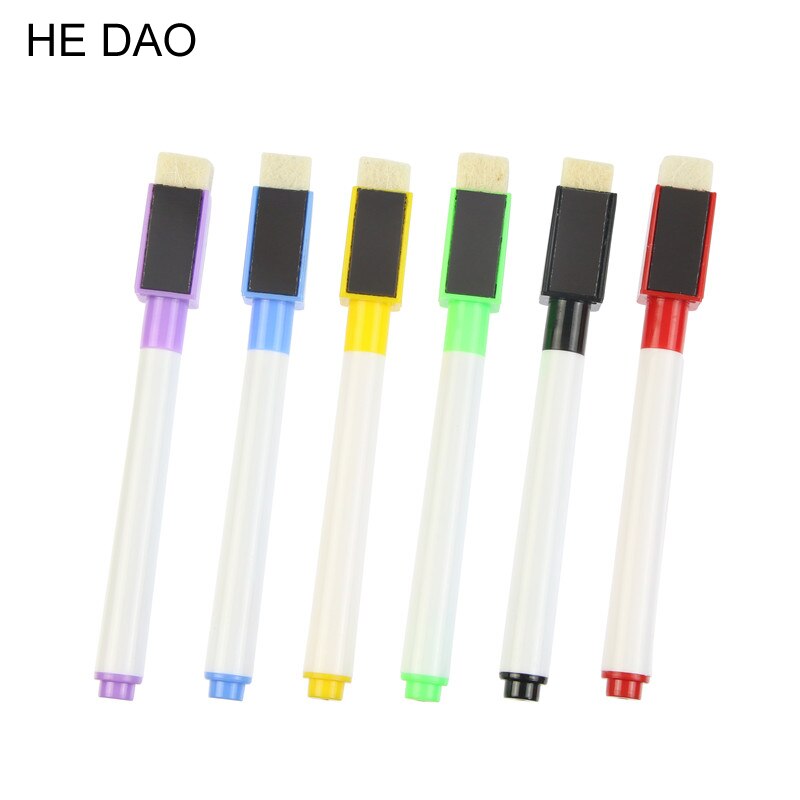 6Pcs Brand Magnetische Of Niet-magnetisch Whiteboard Pen Uitwisbare Droog White Board Markers Magneet Ingebouwde Gum Kantoor Schoolbenodigdheden