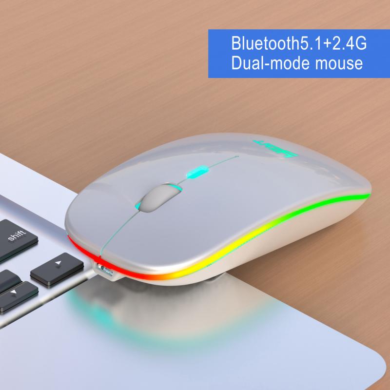 Wireless Computer Mouse Bluetooth 5.1 USB 2.4 Rechargeable Mause Silent Mause For Laptop RGB Ergonomic Wireless Mouse