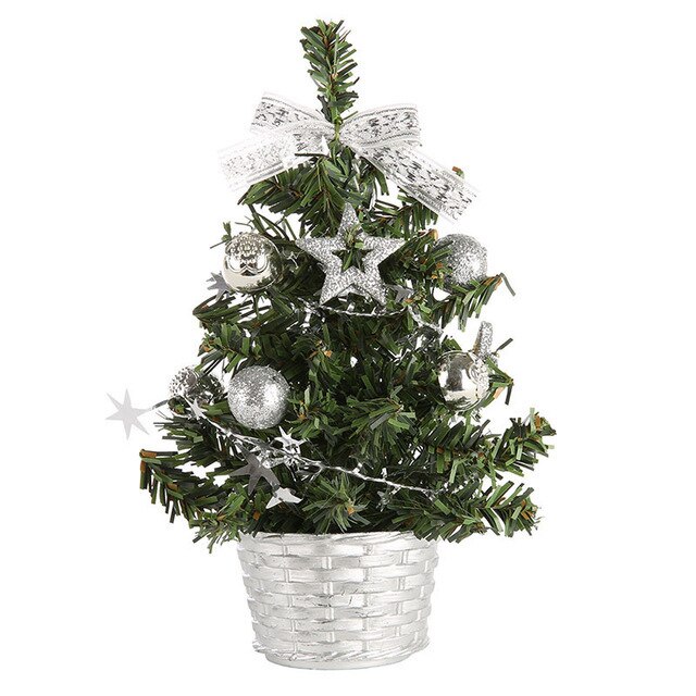 20/30/40Cm Mini Dennenappels Bessen Kerstboom Tafelblad Decor Pijnboom Kerstboom Kerst Decoratie jaar: silver-20cm