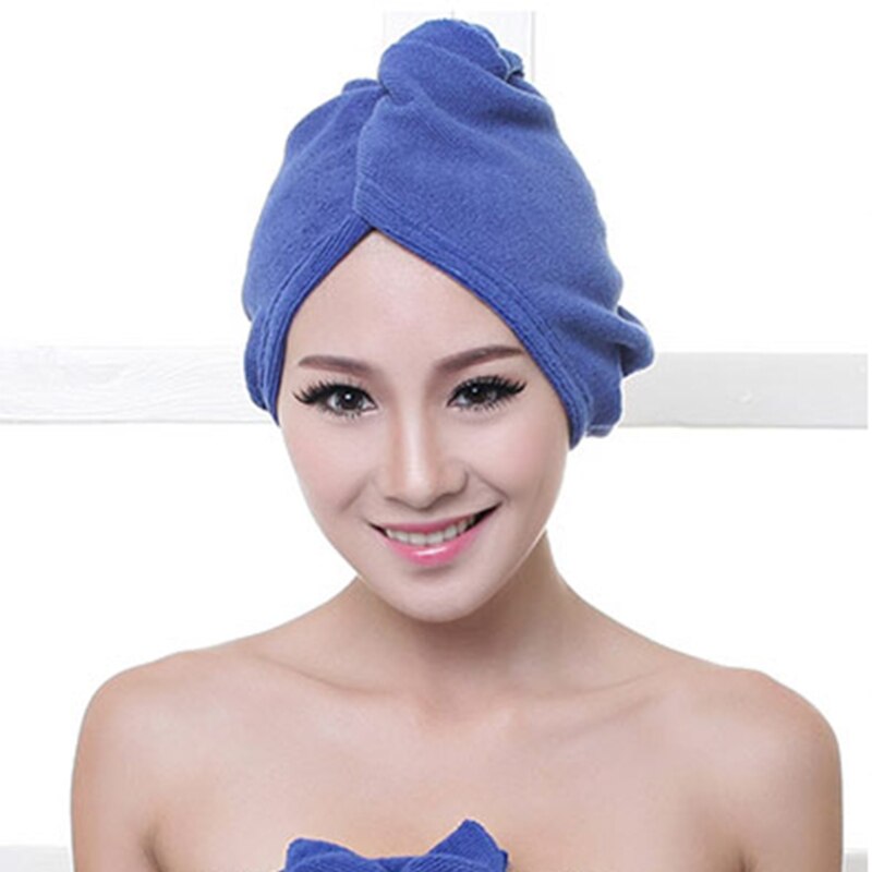 Jones Salethicken Coral Fluwelen Microfiber Haar Handdoek Wrap Twist Super Absorberende Quick Dry Tulband Cap Bad Douche Hoed Met Knop