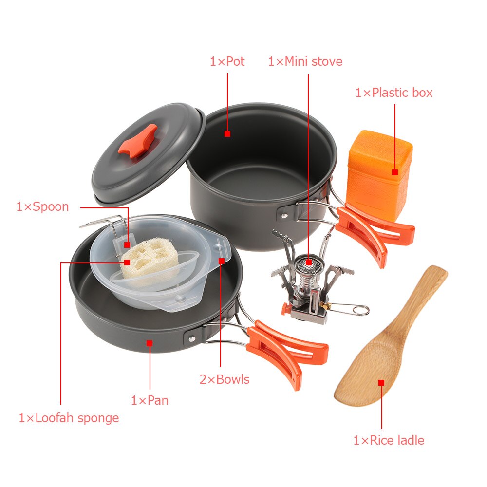 Tomshoo Picknick Pot Fornuis Outdoor Kookgerei Brander Camping Wandelen Mini Gasfornuis Pot Backpacken Koken Camping Kachel Fornuis