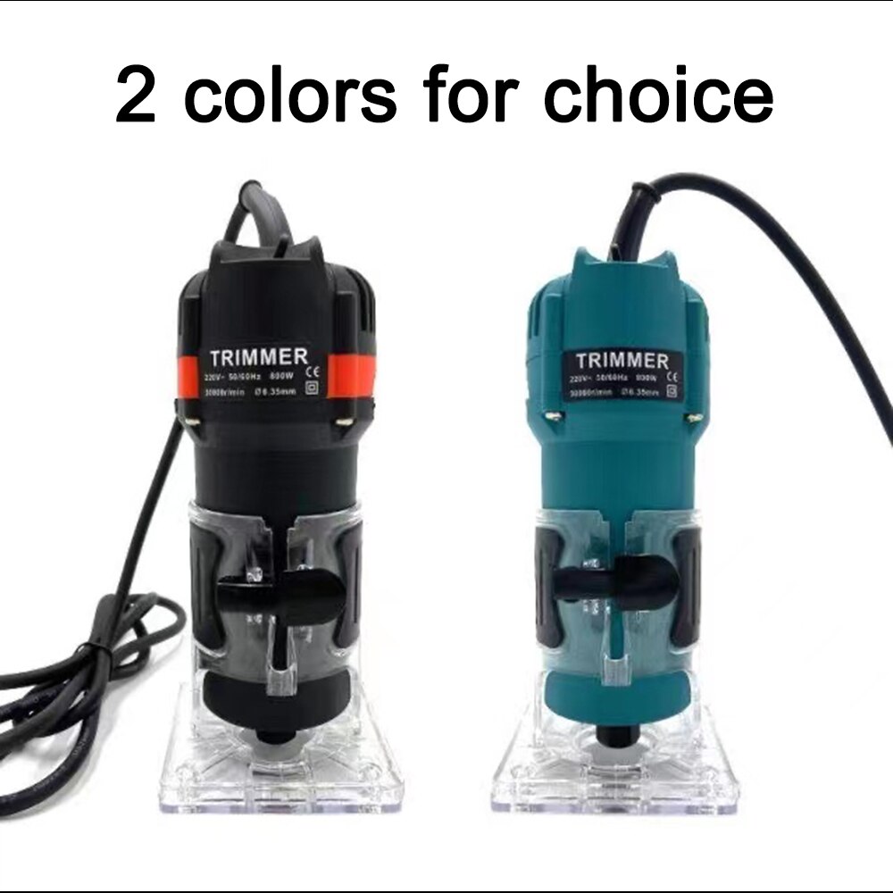 800W 30000rpm Wood Electric Hand Trimmer Woodworking Engraving Slotting Trimming Hand Carving Machine Wood Router Joiners Set