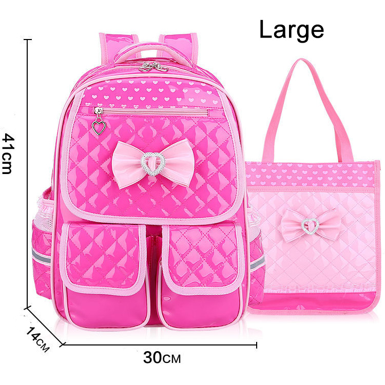 Leuke Rugzak Schooltas Voor Meisjes Pu Waterdichte Schooltassen Voor Meisjes 1-3-6 Grade Orthopedische Schooltas voor Meisjes: Large-Red 1 Set