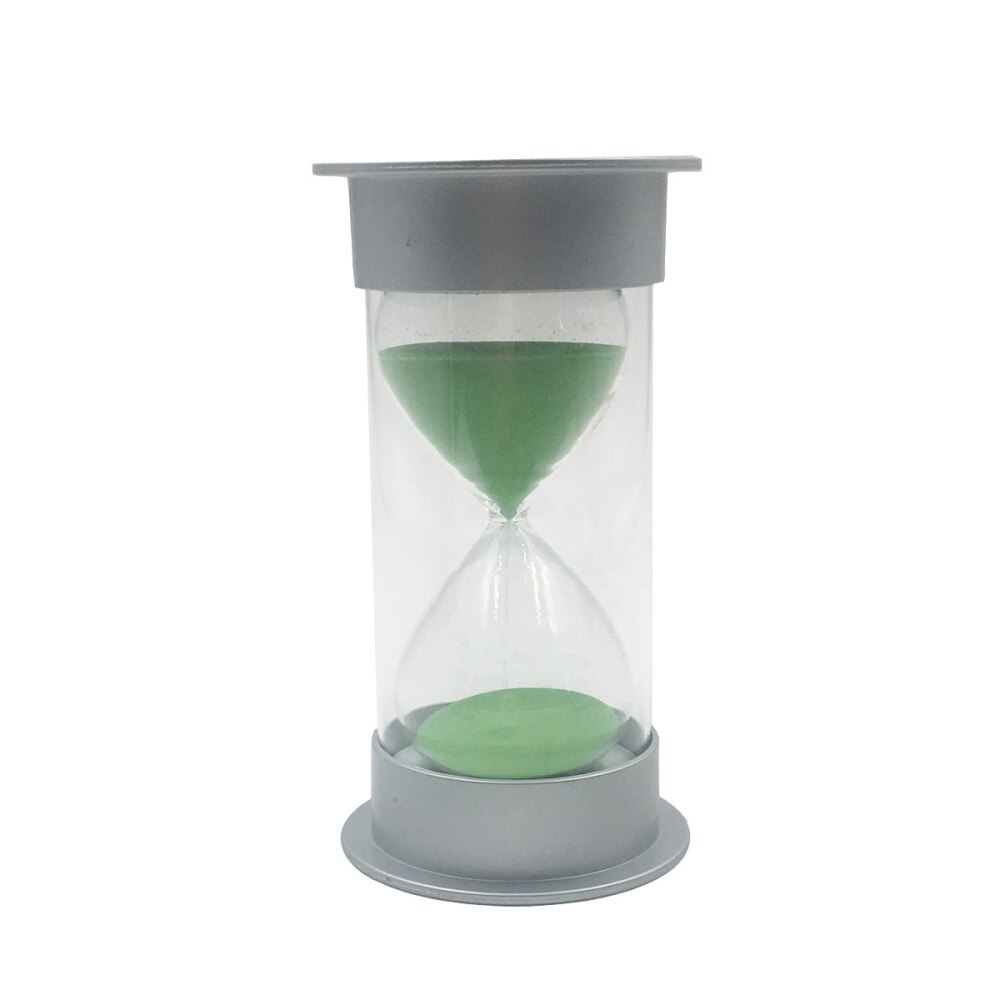 Simple Cylinder Sand Hourglass 30 Minutes Security Sand Timer Sandglass Hourglass (Silver and Blue): Green
