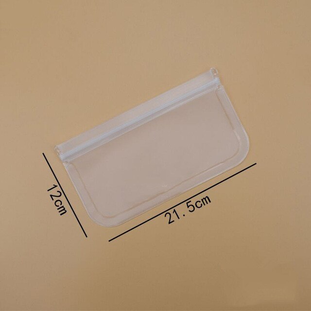Silicone Voedsel Opslag Container Lekvrij Containers Herbruikbare Stand Up Zip Shut Zakken Cup Verse Zak Voedsel Thuis Keuken Organizer: 21.5x12cm