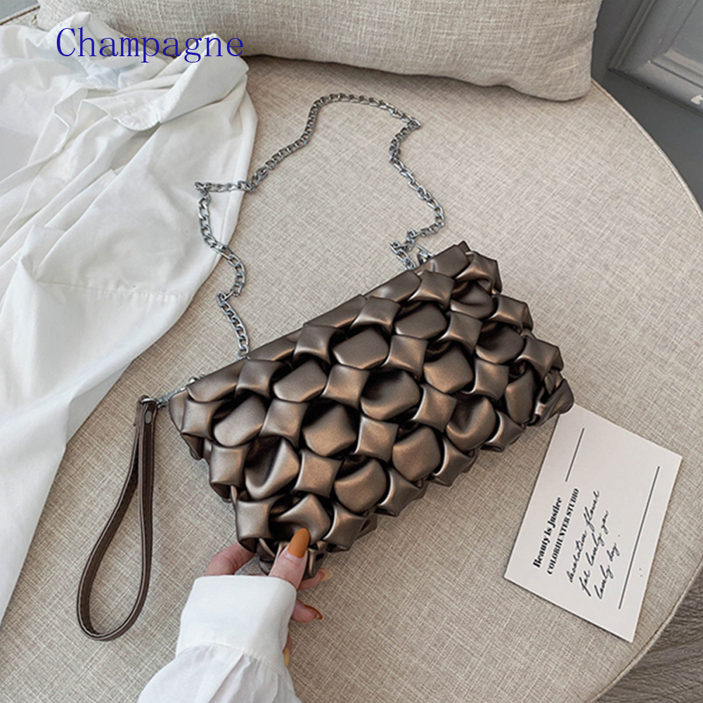 Crossbody Tas Voor Vrouwen Dames Zacht Lederen Handtas Portemonnee Kleine Schouder Messenger Bags Vrouwelijke Avond Cutch Bag: Champagne