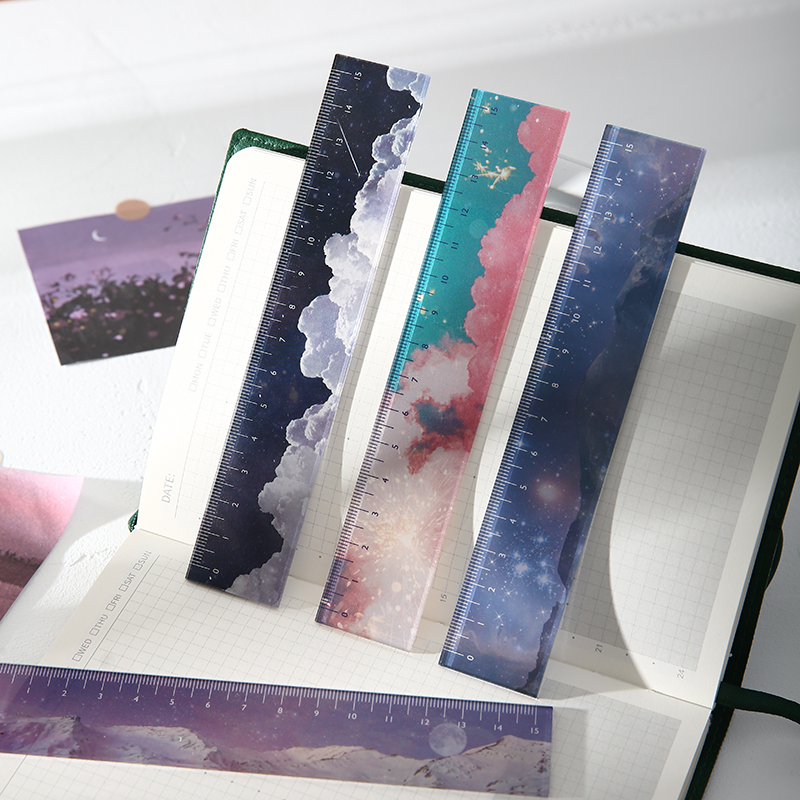 Dimi 15cm Long 4 Designs Ins Acrylic Ruler Drawing Tools Straight Ruler Multifunction Rulers Double-duty School Office Supplies