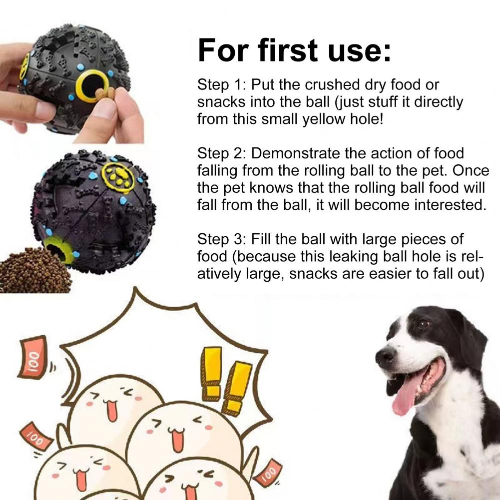 Bola de golosina para perros, juguete para masticar Dental chirriante, alimentador interactivo para mascotas, bola para masticar para perros, dispensador de alimentos, juguete para moler dientes