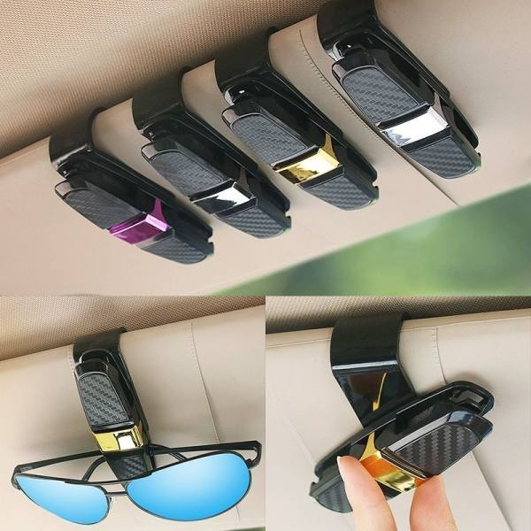 Montura de gafas de fibra de carbono, marco de gafas de coche, Clip de doble punta, esponja integrada, rotación de 360 grados