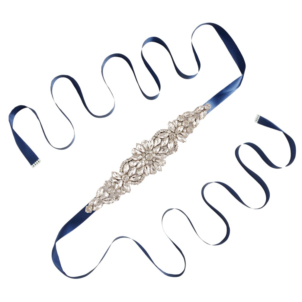 Strass riem pailletten trouwjurk riem bruidsjurk riem bruidsaccessoires riem voor avondfeestjurk scs 407: Marineblauw
